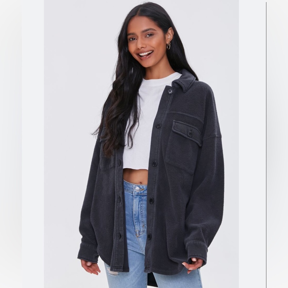 Fleece Button-Front Shacket